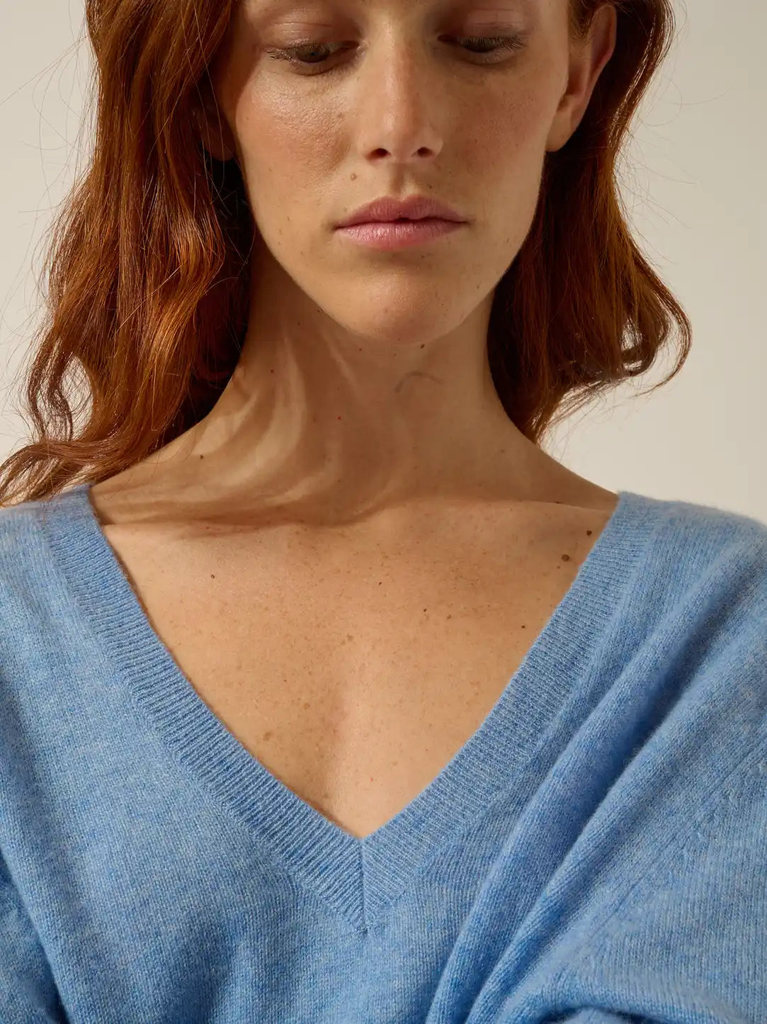 OPAL Sweater V-Neck Front and Back Sky