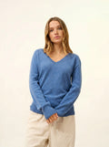 PHOEBE Pullover V-Ausschnitt Denimblau