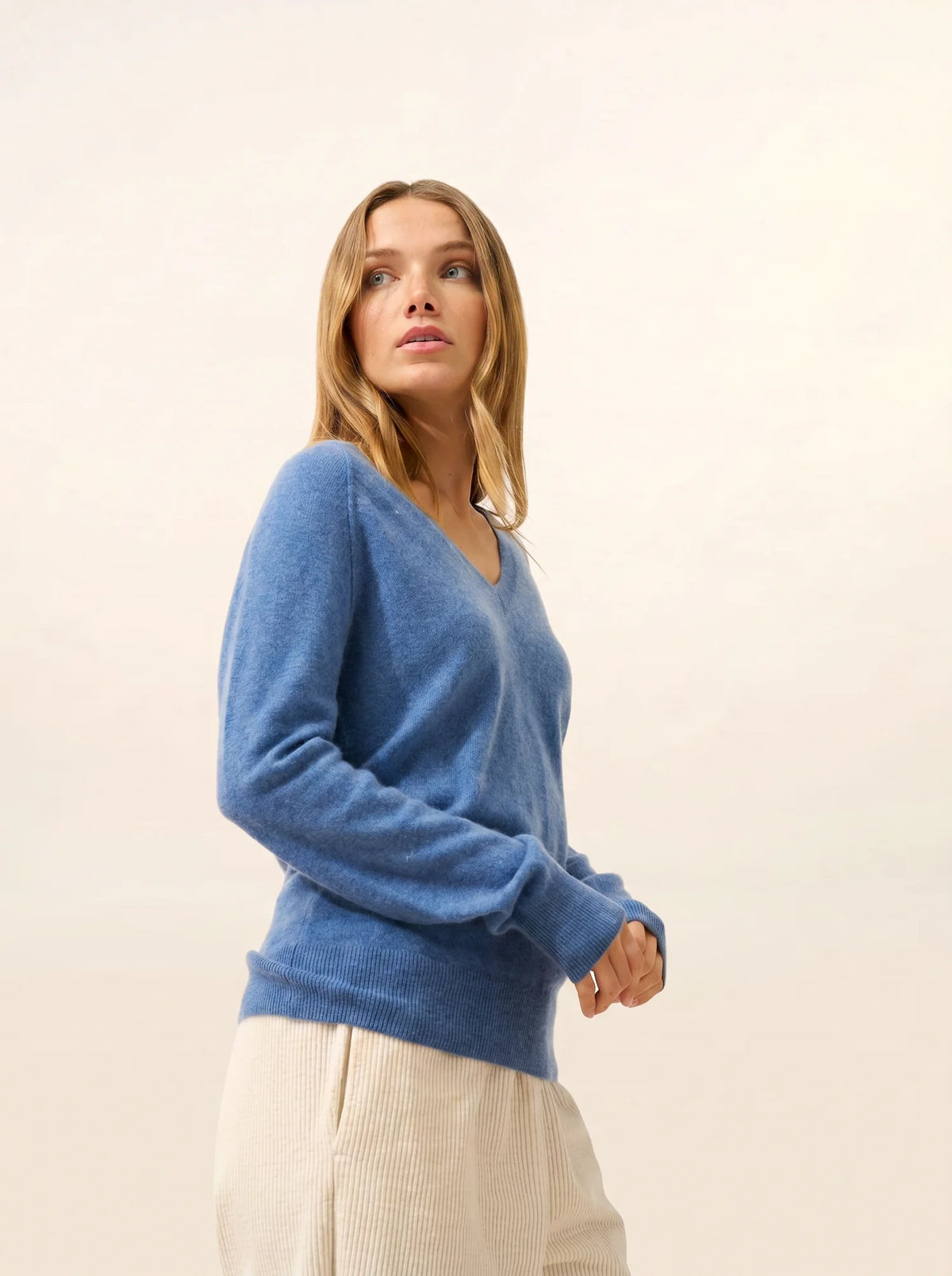 PHOEBE Pullover V-Ausschnitt Denimblau