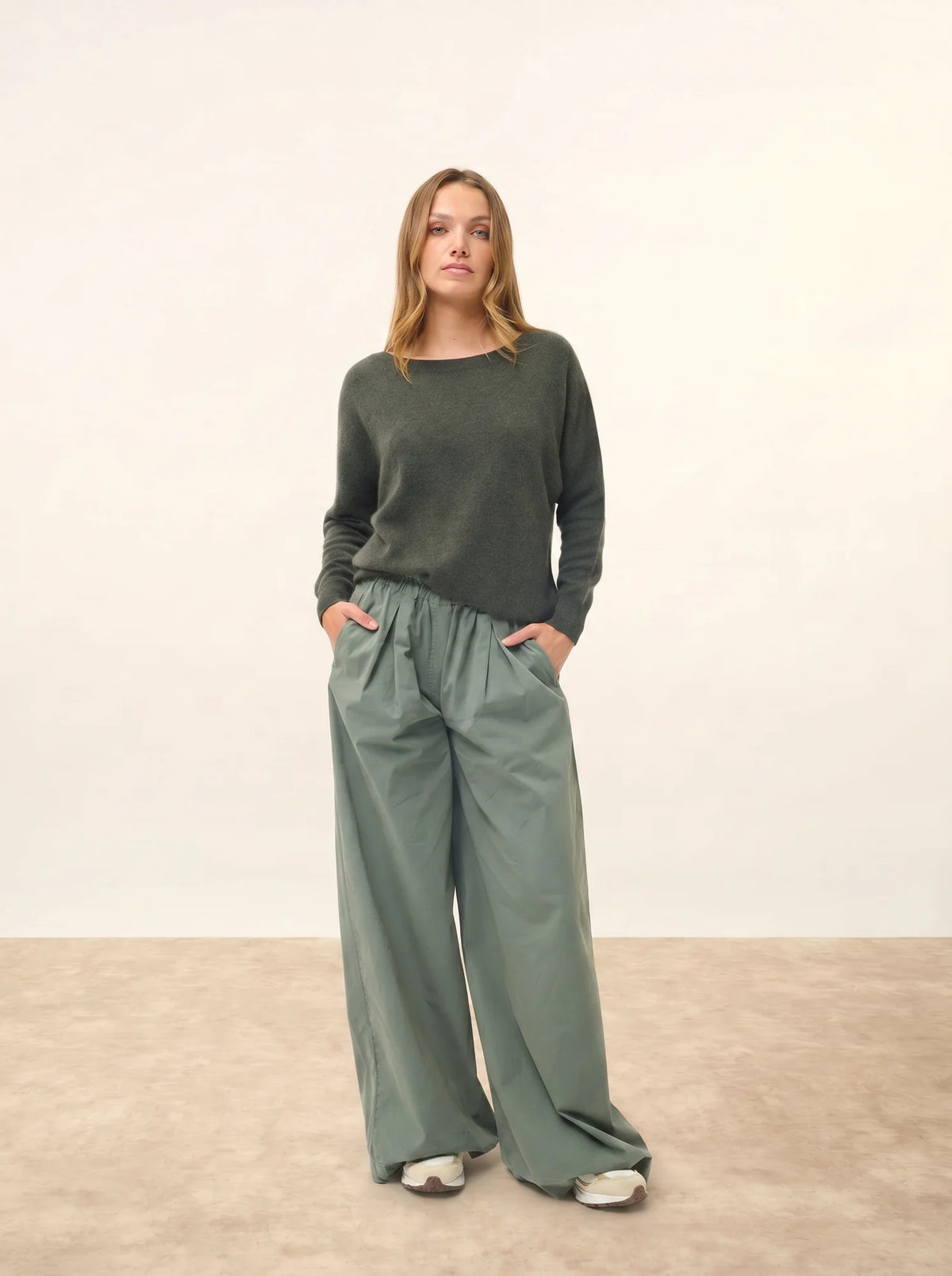 REBECCA Pullover Fledermausarm Khaki meliert