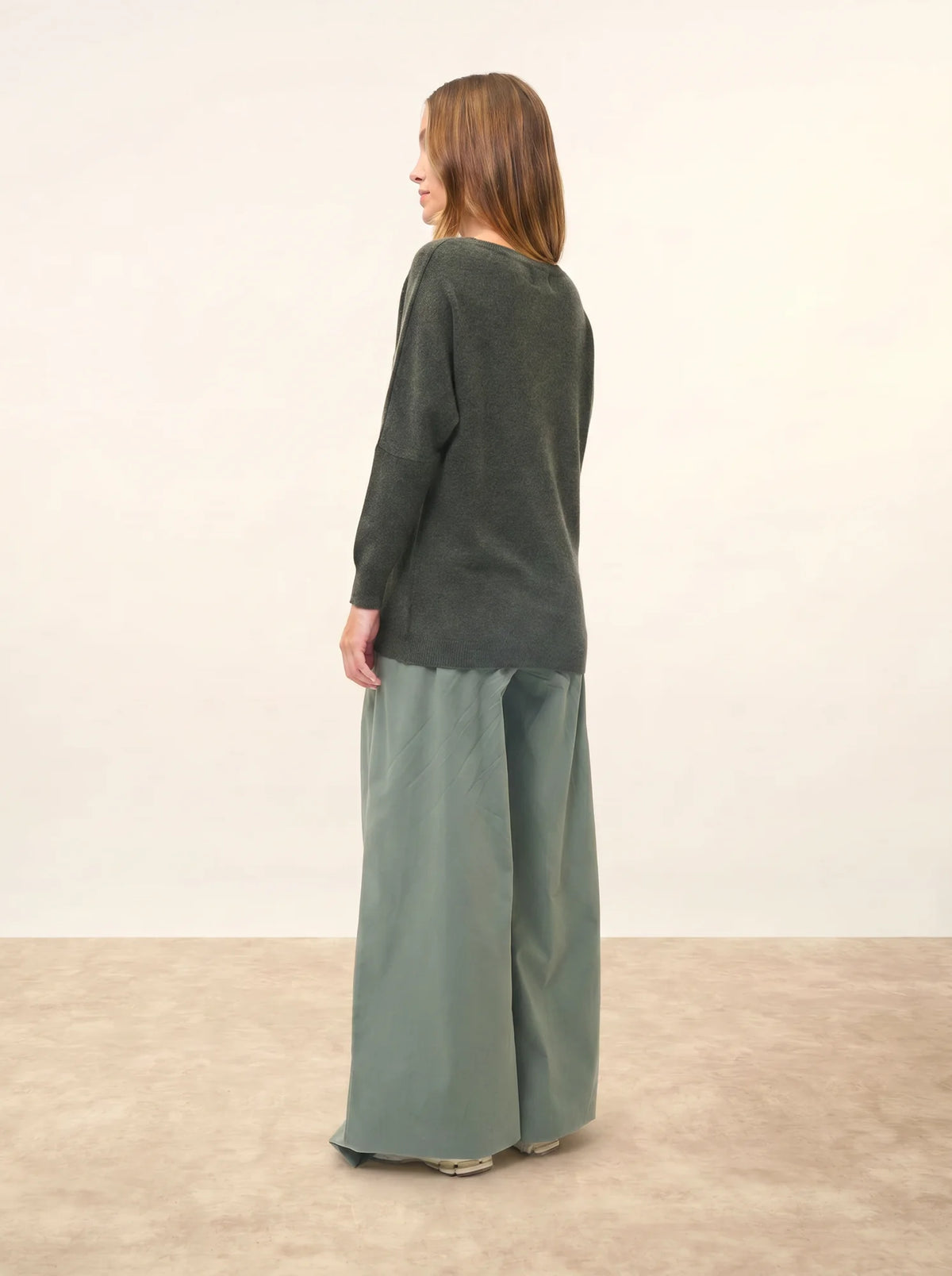REBECCA Pullover Fledermausarm Khaki meliert