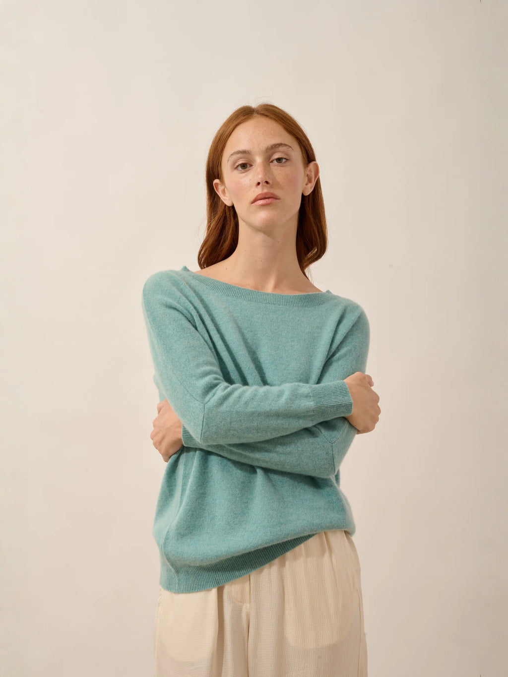 REBECCA Pull Chauve Souris Vert Chiné