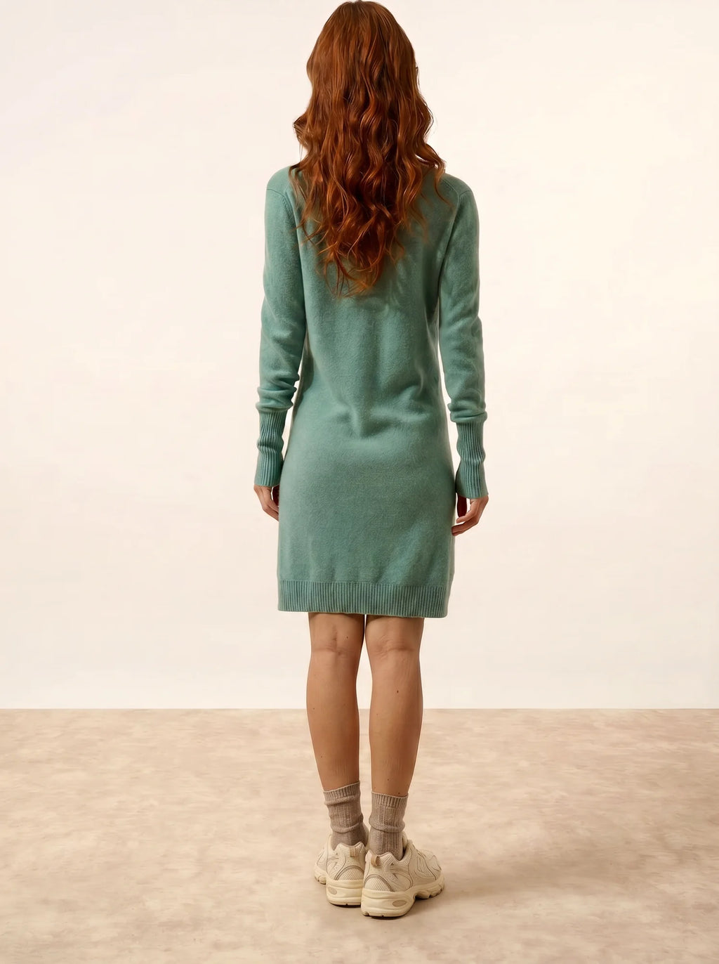 TRACY Robe Col V Vert Chiné