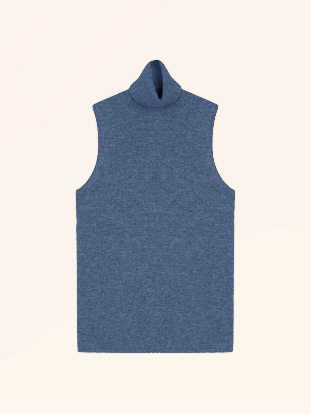 VIOLET Pull Col Roulé sans Manches Bleu Denim