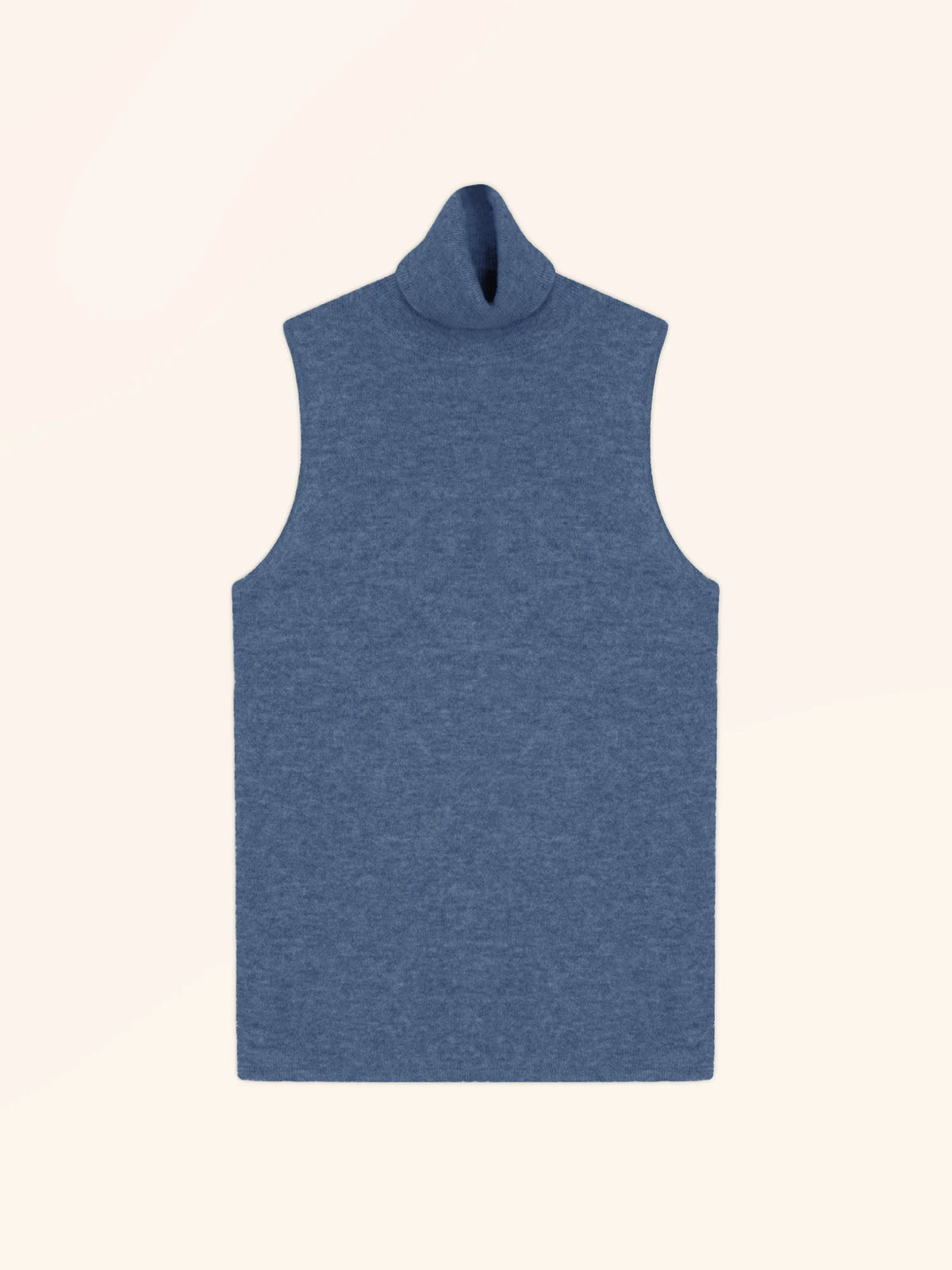 VIOLET Pull Col Roulé sans Manches Bleu Denim