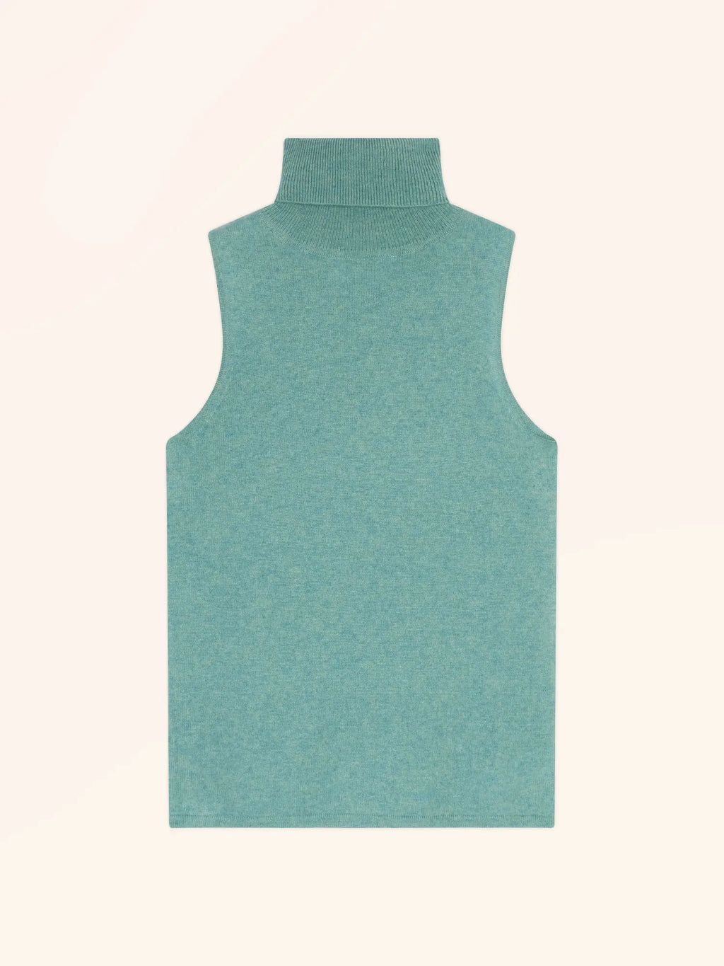VIOLET Pull Col Roulé sans Manches Vert Chiné