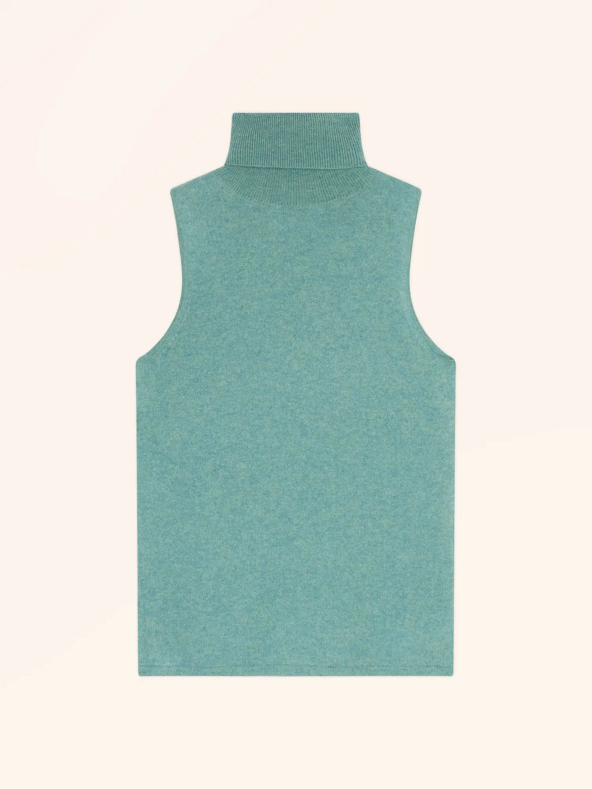 VIOLET Pull Col Roulé sans Manches Vert Chiné