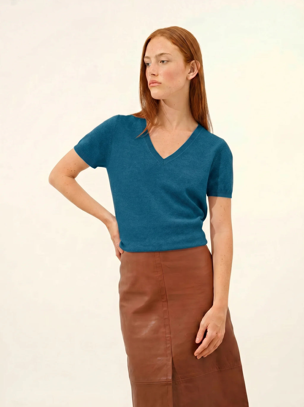 GLAMIS T-Shirt V-Ausschnitt Pfauenblau