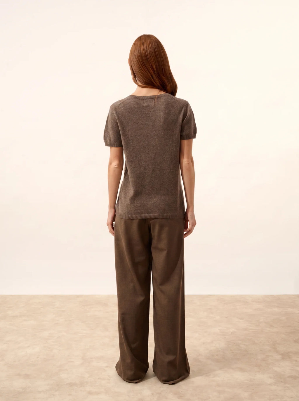 GLAMIS T-Shirt Col V Taupe Chiné