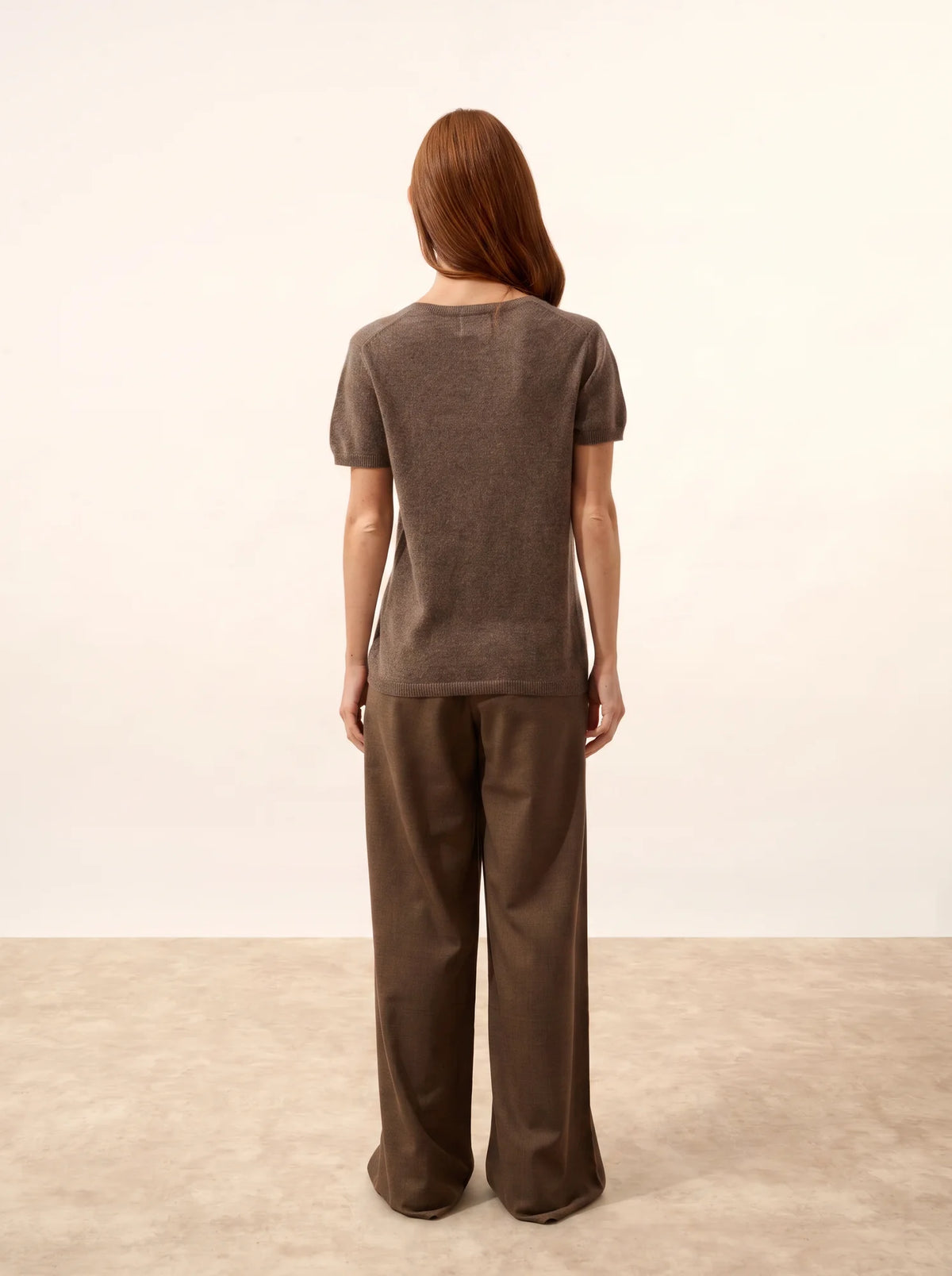 GLAMIS T-Shirt Col V Taupe Chiné
