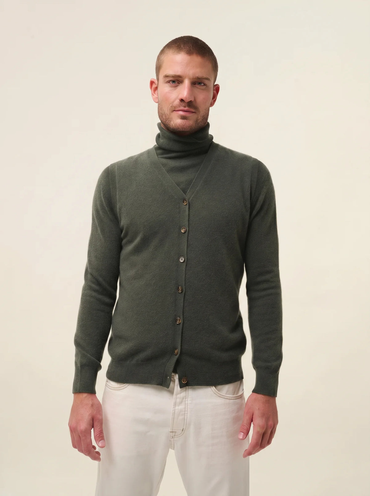 LANA Cardigan Col V sans Manches Kaki
