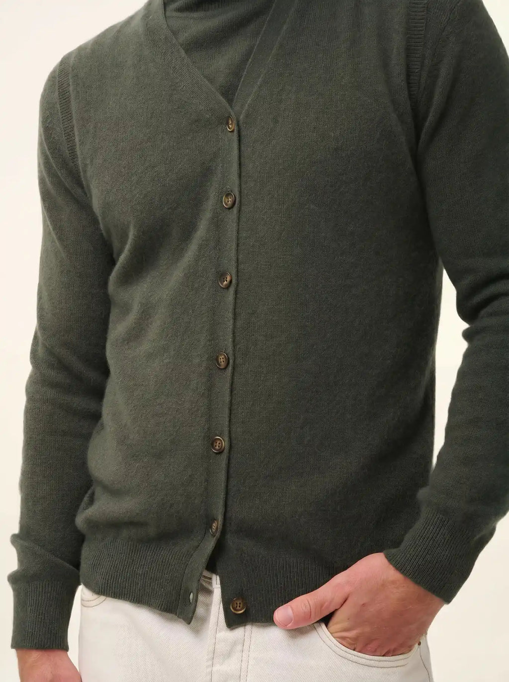 LANA Cardigan Col V sans Manches Kaki