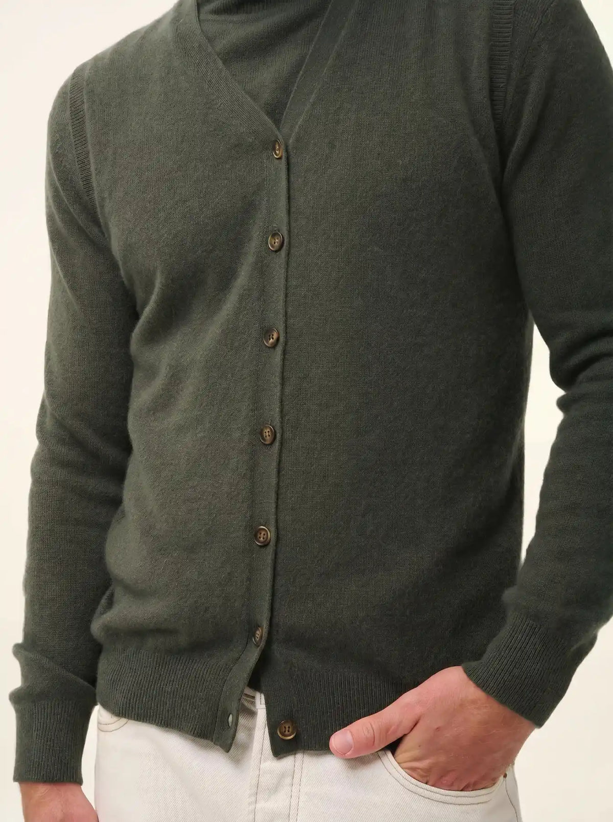 LANA Cardigan Col V sans Manches Kaki