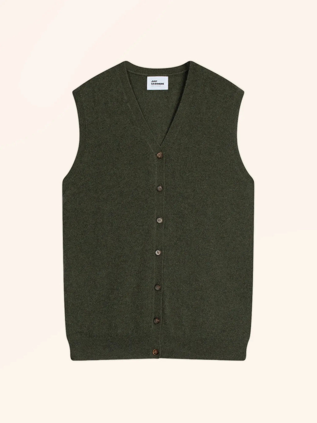 LANA Cardigan Col V sans Manches Kaki Chiné