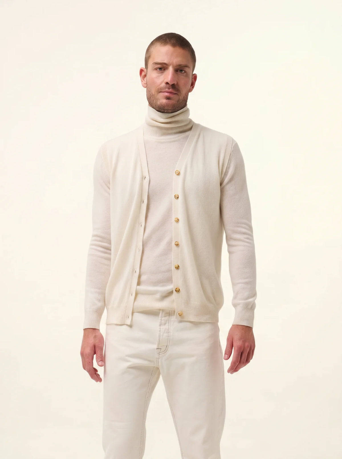 LANA Cardigan Col V sans Manches Neige