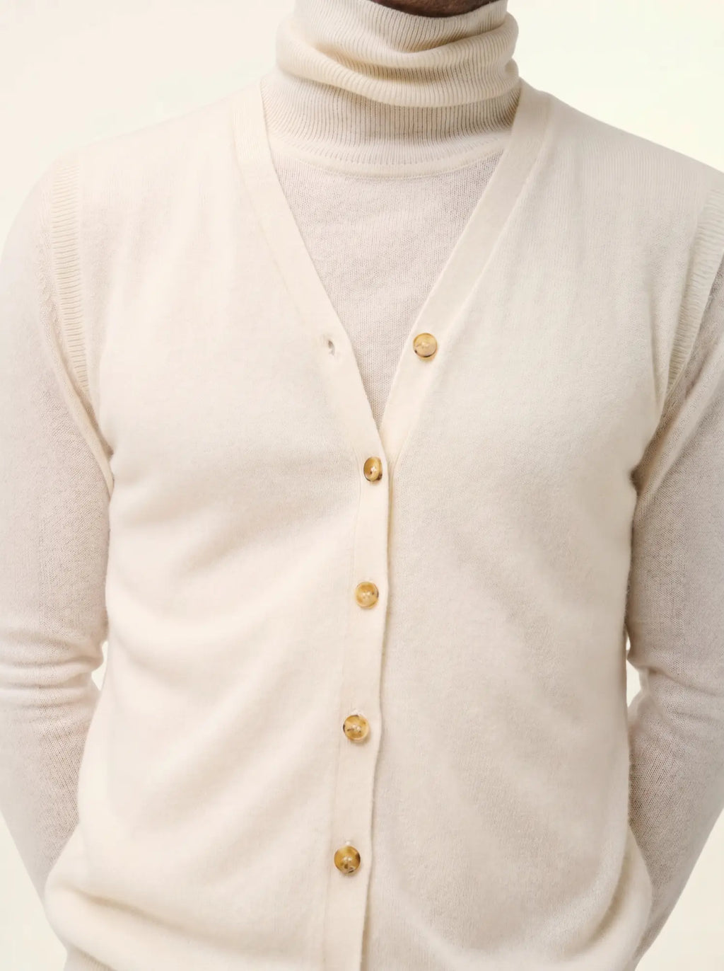 LANA Cardigan Col V sans Manches Neige