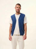 LANA Cardigan Col V sans Manches Océan Chiné