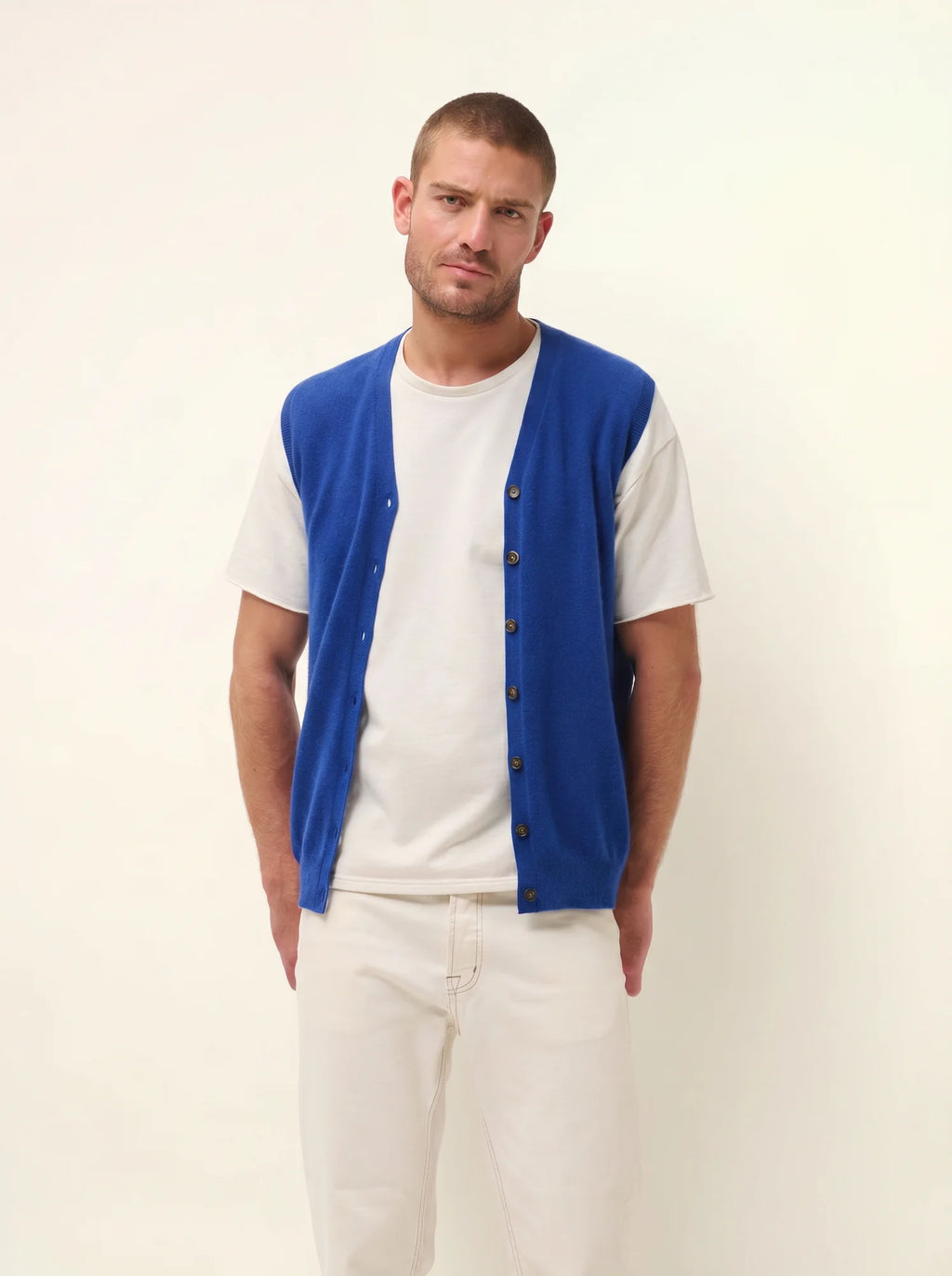 LANA Cardigan V-Neck Sleeveless Ultramarine