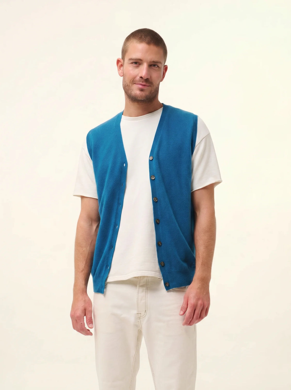 LANA Cardigan V-Neck Sleeveless Peacock