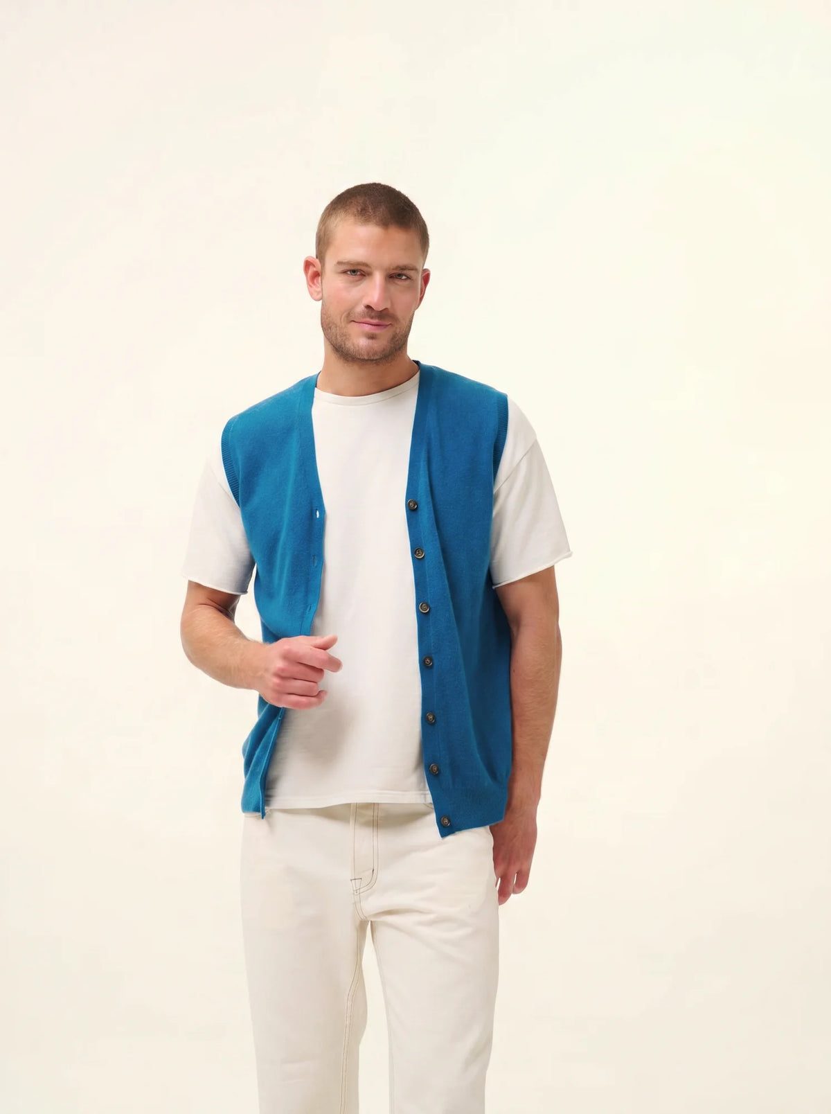 LANA Cardigan V-Neck Sleeveless Peacock