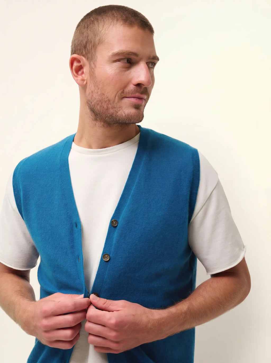 LANA Cardigan V-Neck Sleeveless Peacock