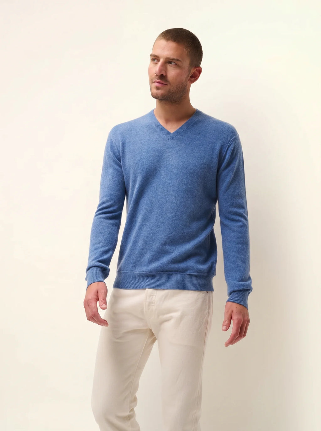 TOM Pull Col V Bleu Denim