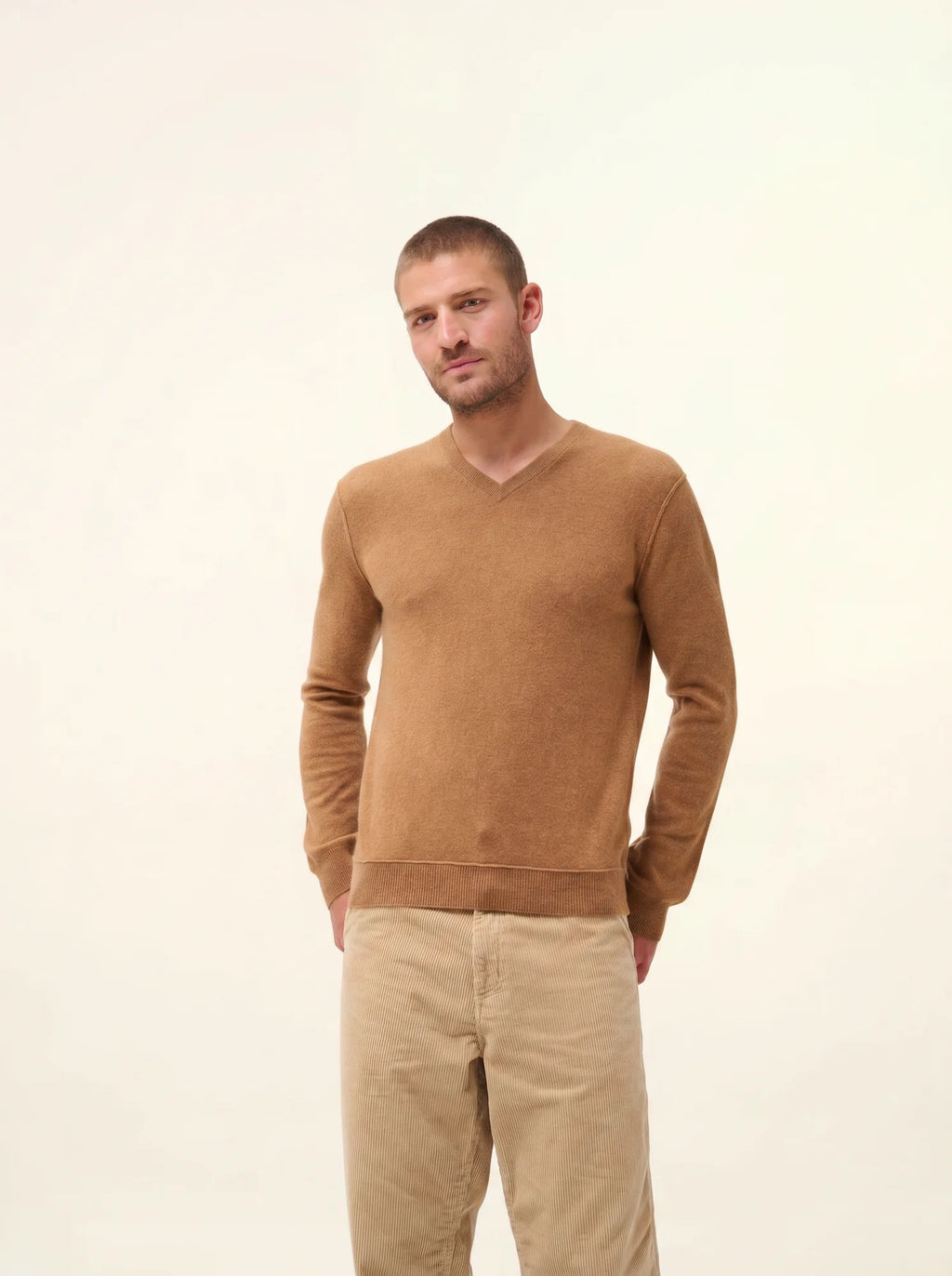 TOM Pullover V-Ausschnitt Haselnussbraun