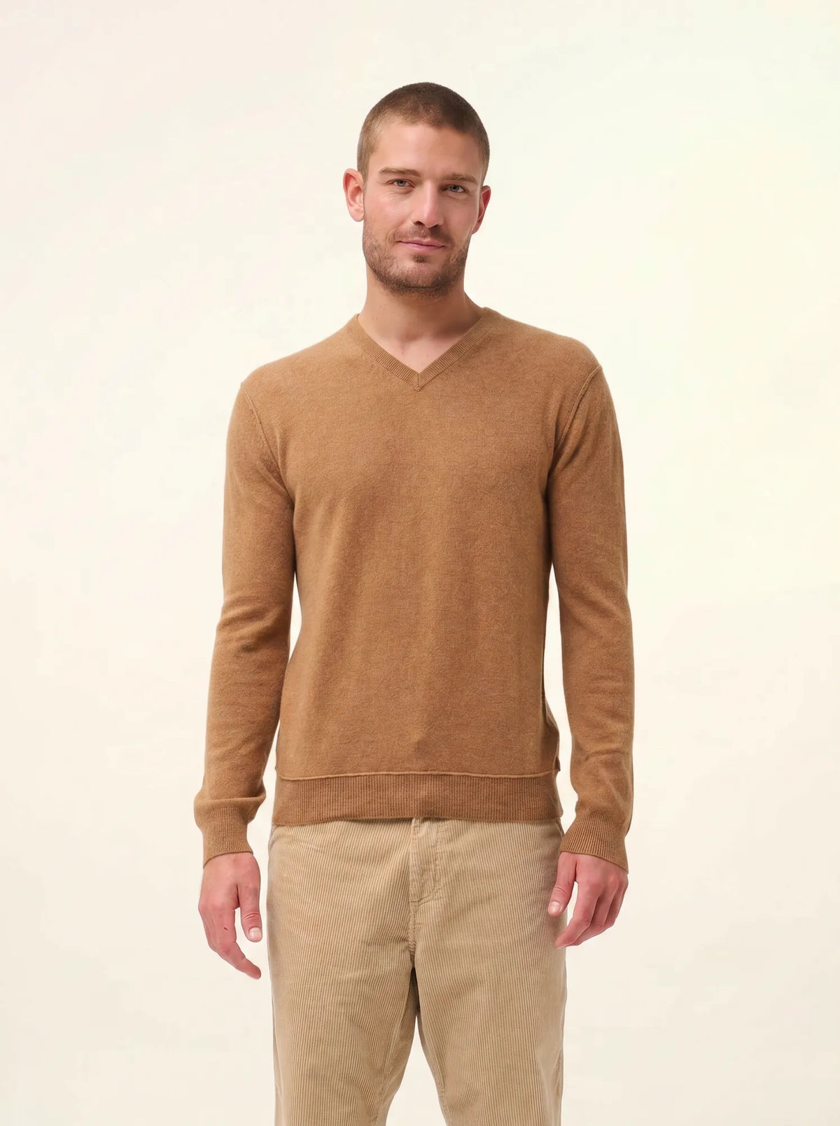 TOM Pullover V-Ausschnitt Haselnussbraun