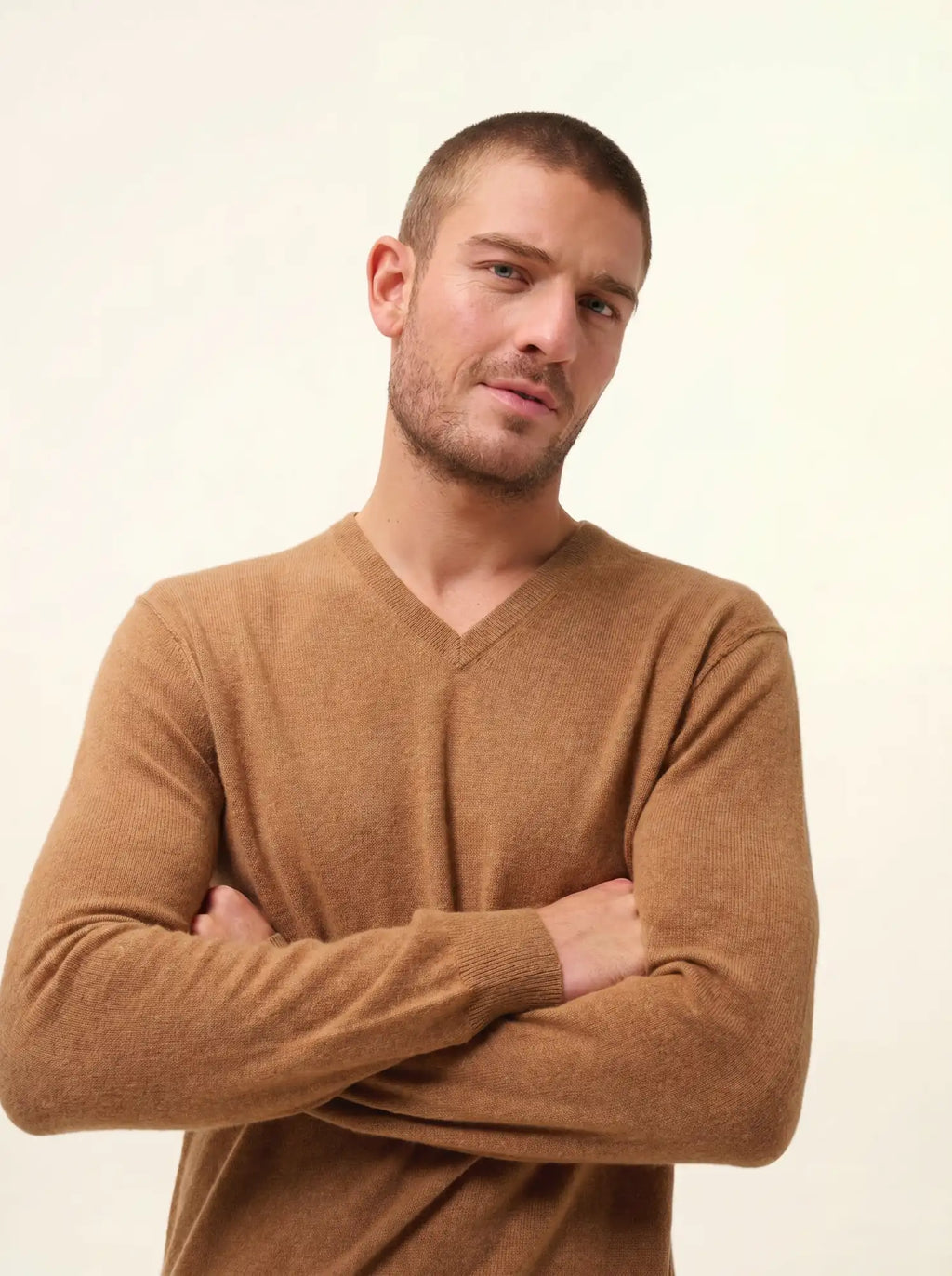 TOM Pullover V-Ausschnitt Haselnussbraun