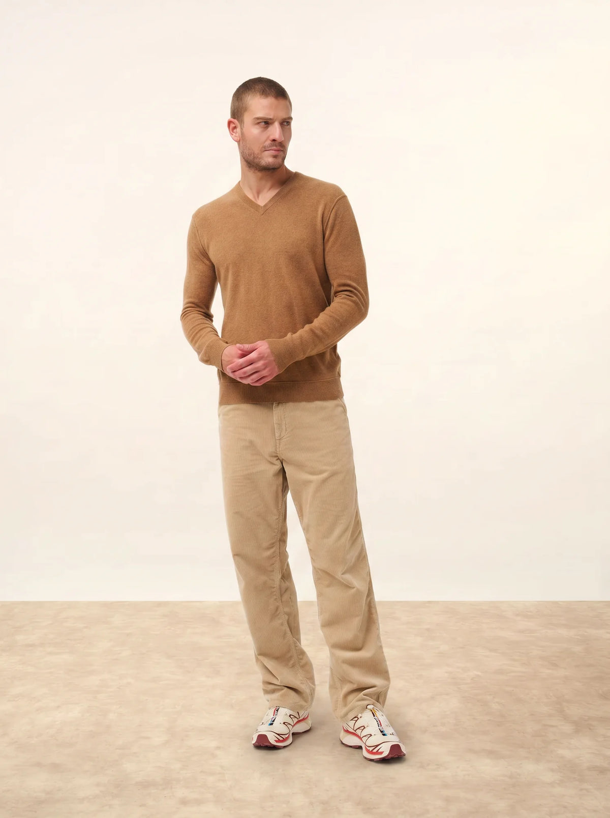 TOM Pullover V-Ausschnitt Haselnussbraun