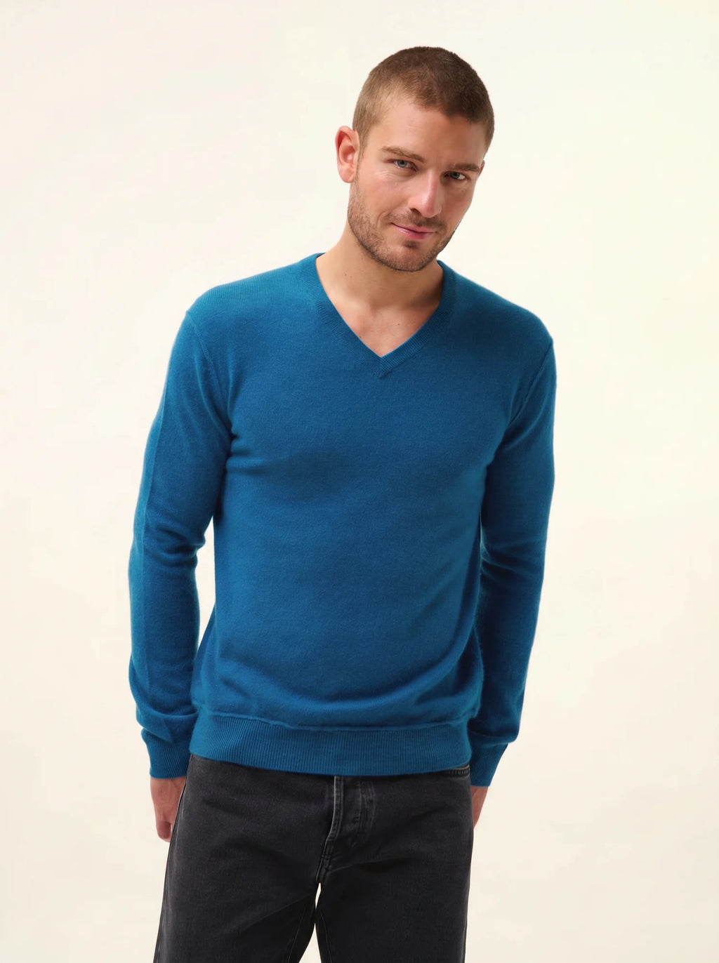TOM Pullover V-Ausschnitt Pfauenblau