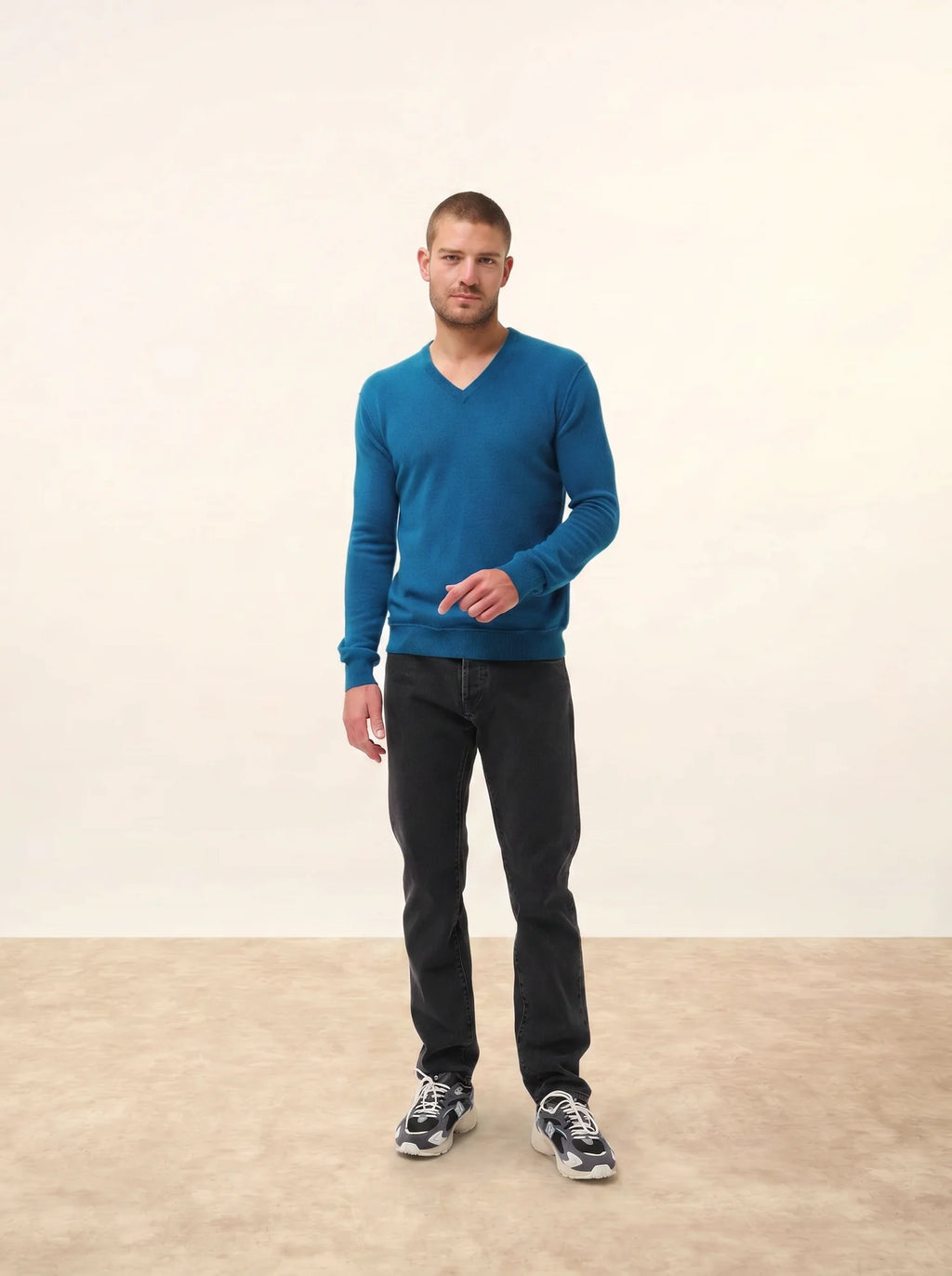 TOM Pullover V-Ausschnitt Pfauenblau