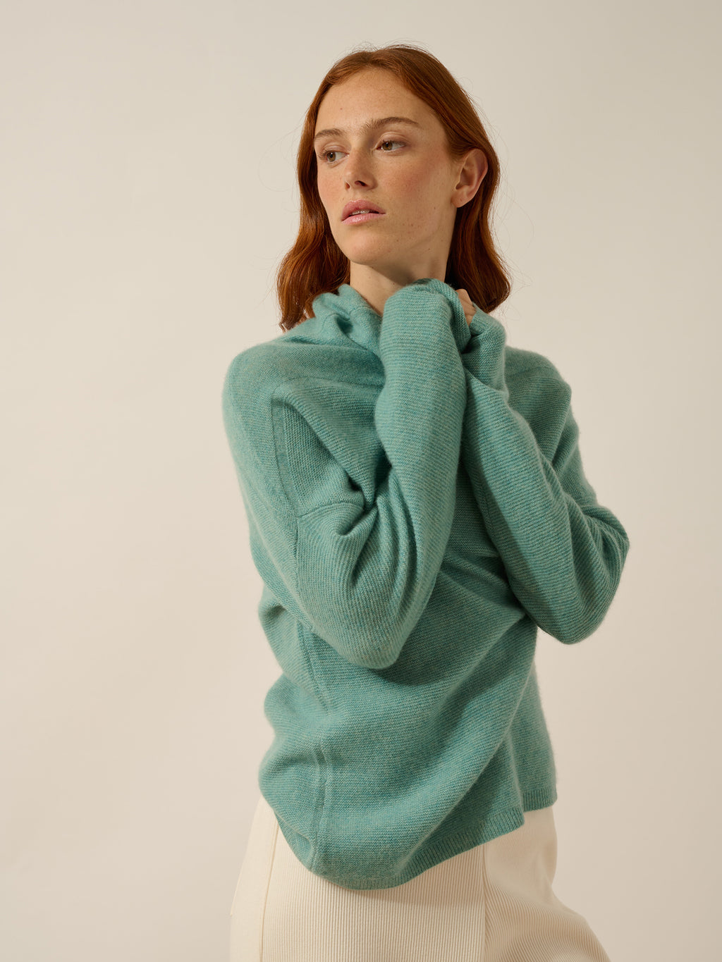 BLANTYRE Pull Col Roulé Vert Chiné
