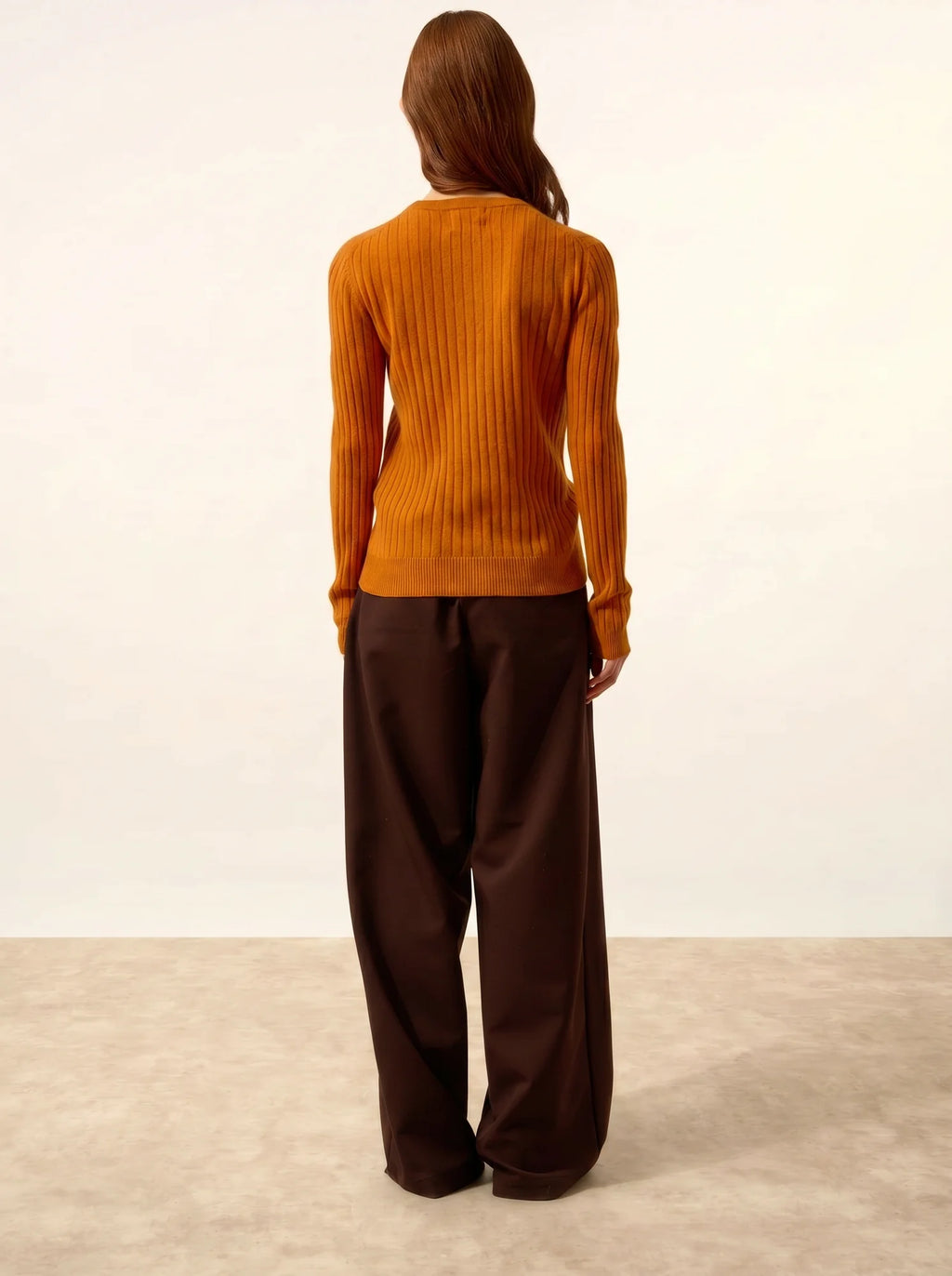 AVANA Pull Col Rond Ocre