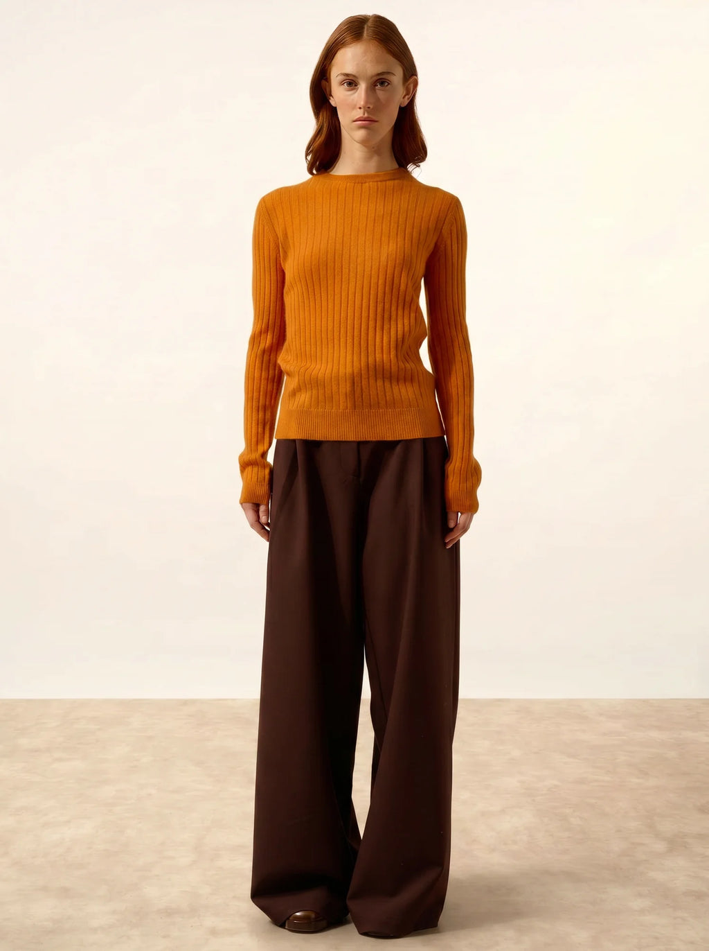 AVANA Pull Col Rond Ocre