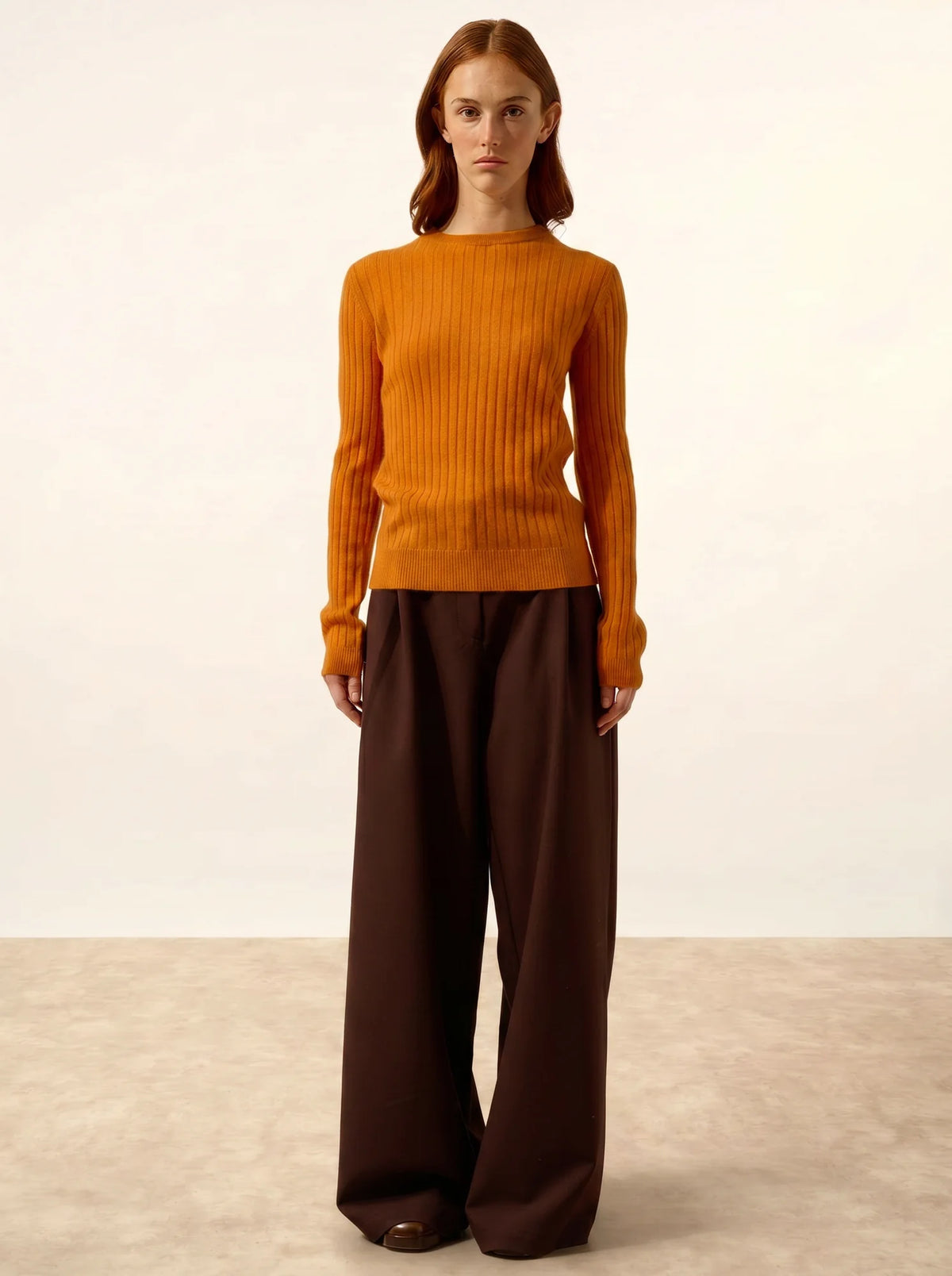 AVANA Pull Col Rond Ocre