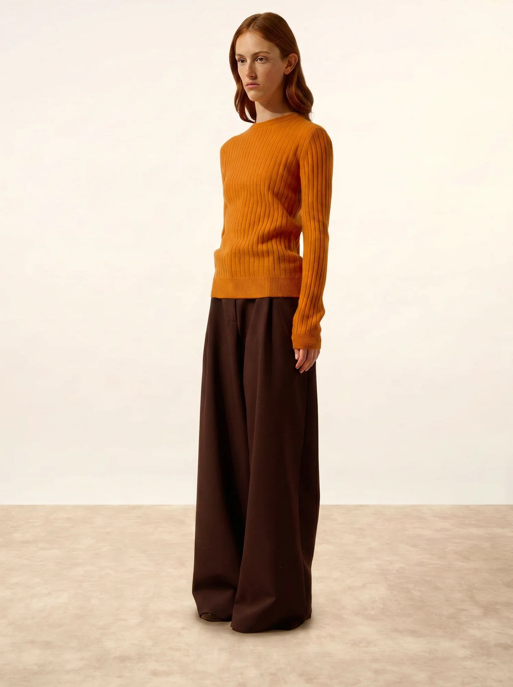 AVANA Pull Col Rond Ocre