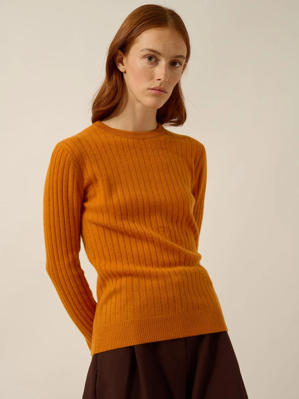 AVANA Pull Col Rond Ocre