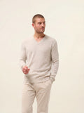 NATHAN Sweater V-Neck 4 Ply Heather Pearl Grey