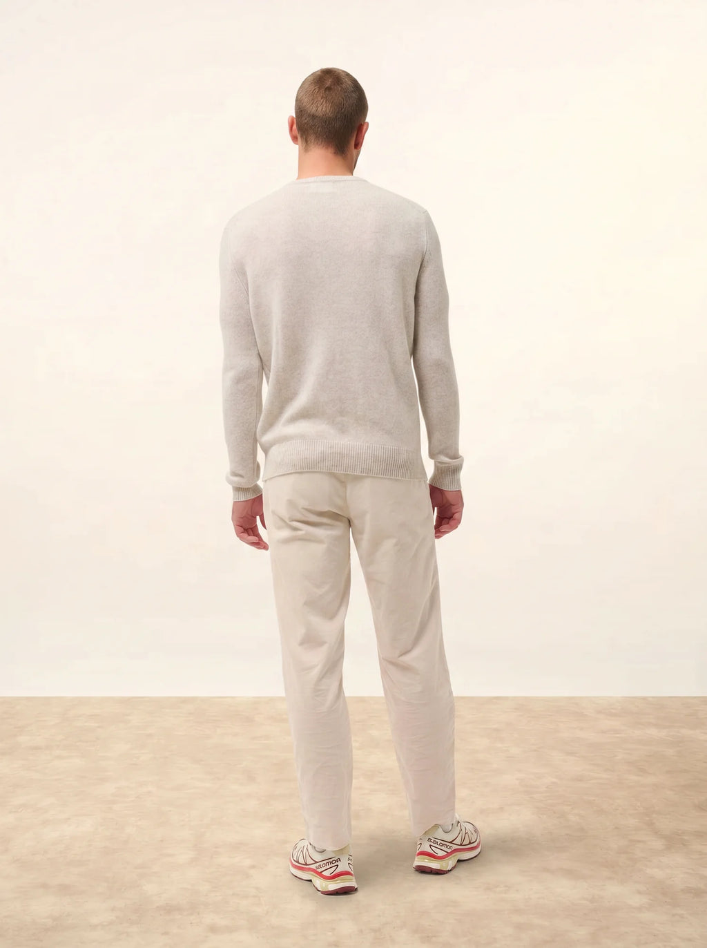 NATHAN Sweater V-Neck 4 Ply Heather Pearl Grey