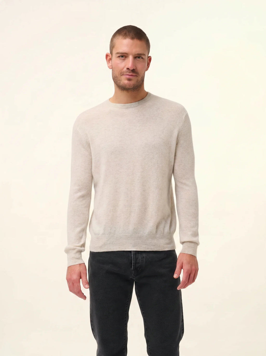 HOWARD Pull Col Rond Gris Perle Chiné