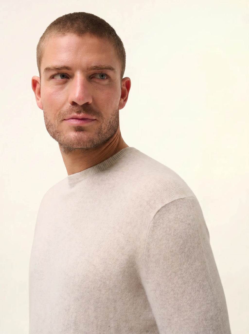 HOWARD Pull Col Rond Gris Perle Chiné
