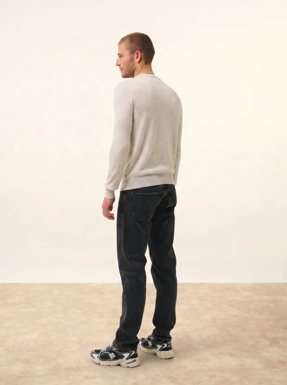 HOWARD Pull Col Rond Gris Perle Chiné