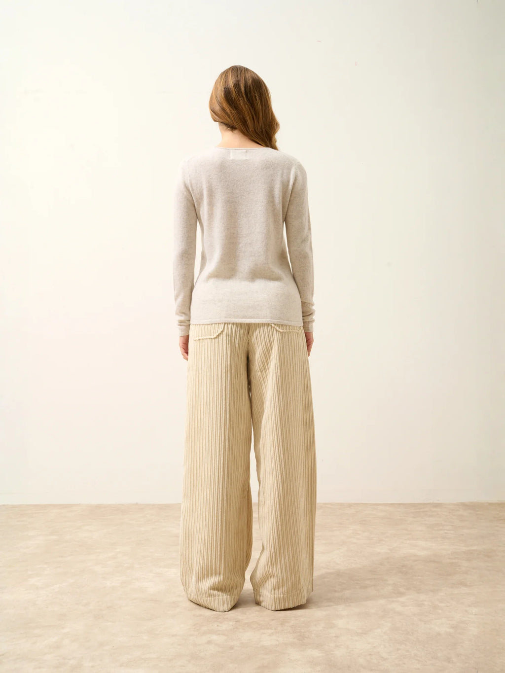 JOAN Pullover V-Ausschnitt Perlgrau meliert