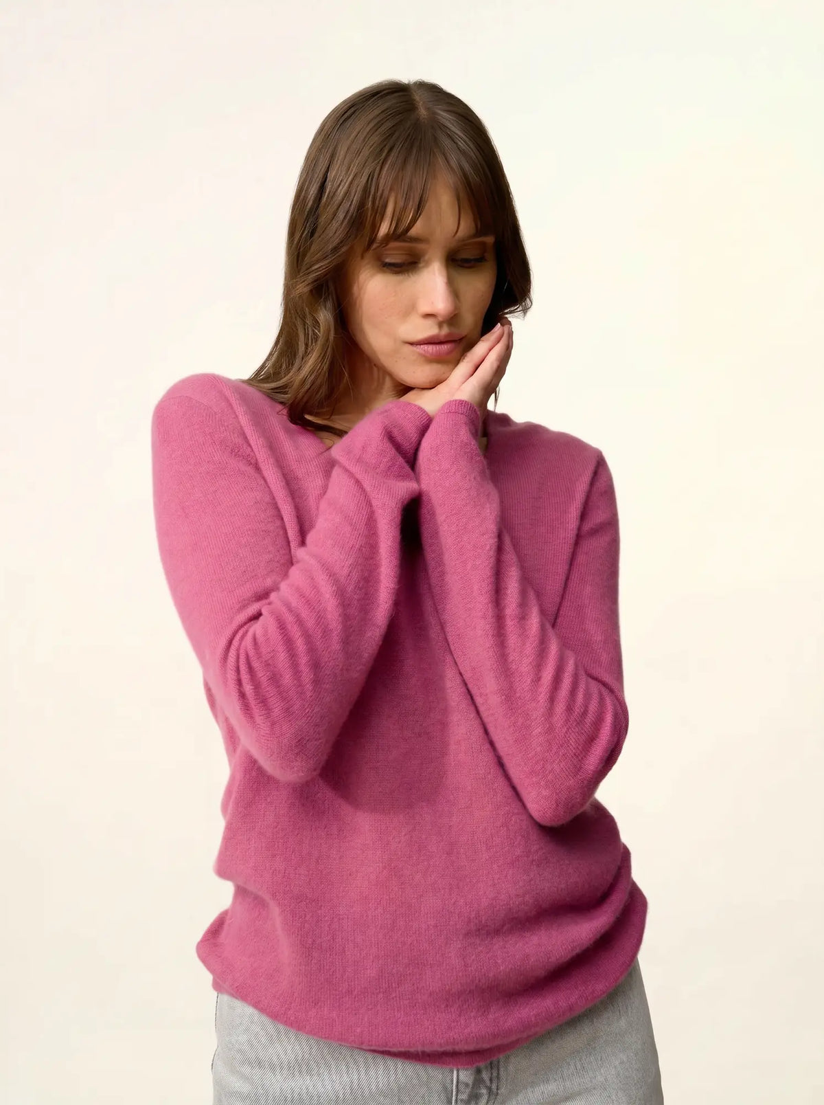 JOAN Pull Col V Orchidée