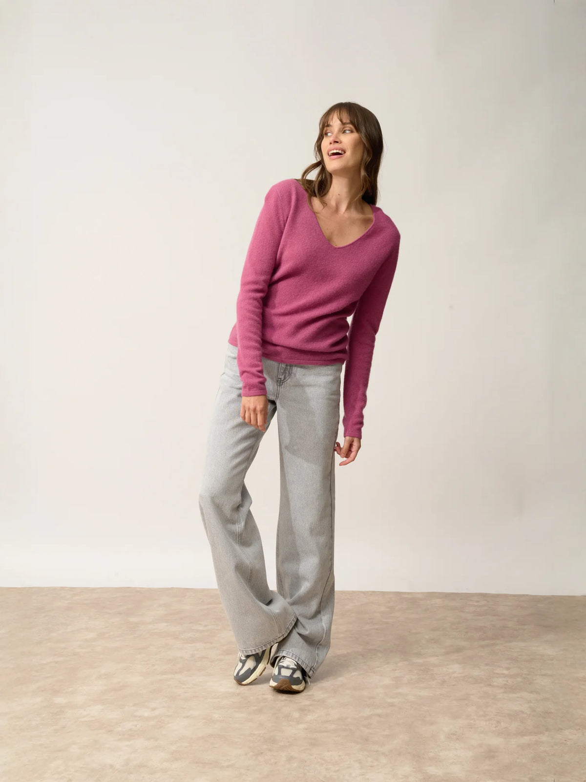 JOAN Pull Col V Orchidée
