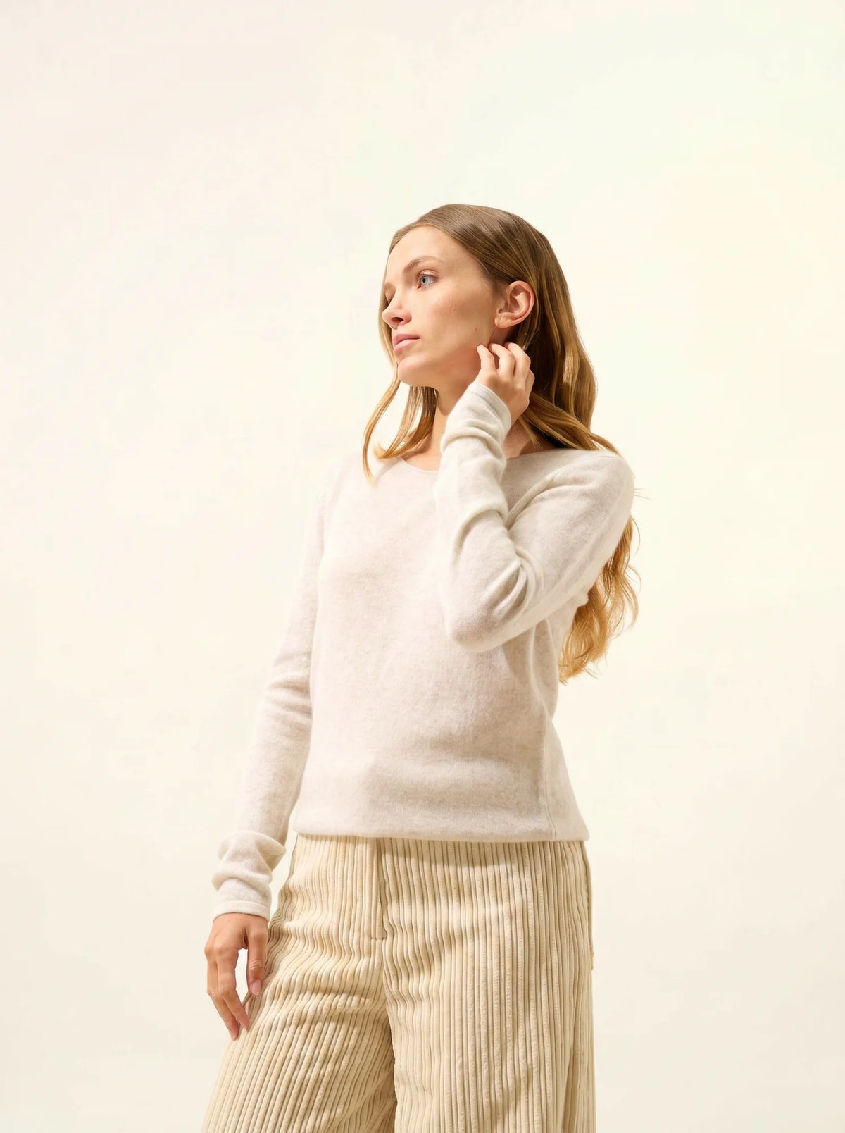 VIVIAN Pullover Rundhalsausschnitt Perlgrau meliert