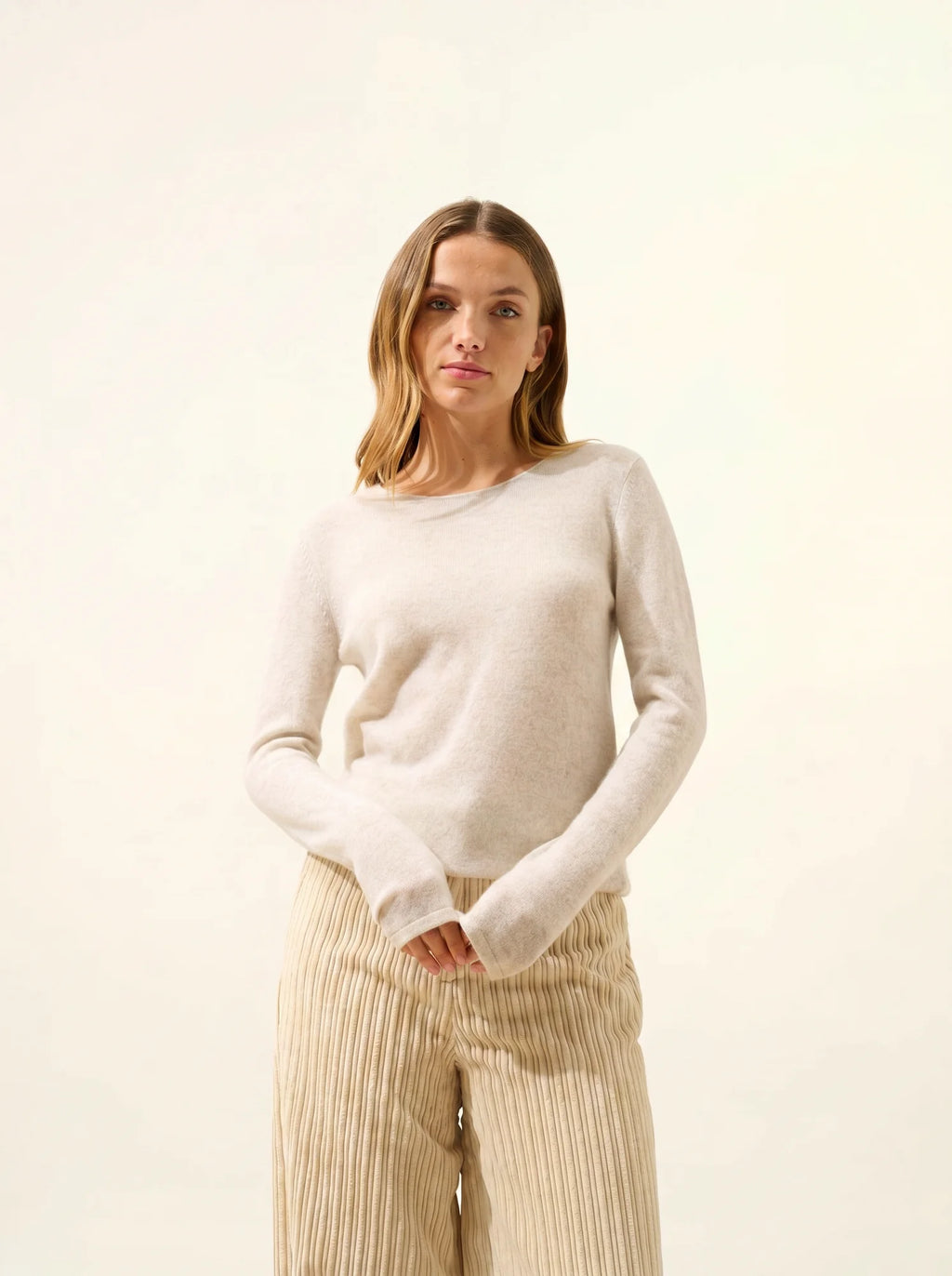 VIVIAN Pullover Rundhalsausschnitt Perlgrau meliert