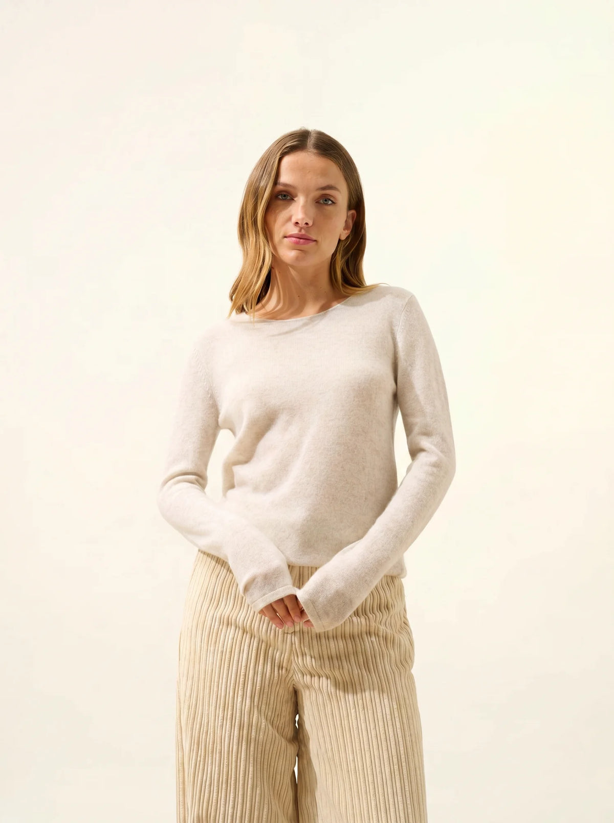 VIVIAN Pullover Rundhalsausschnitt Perlgrau meliert