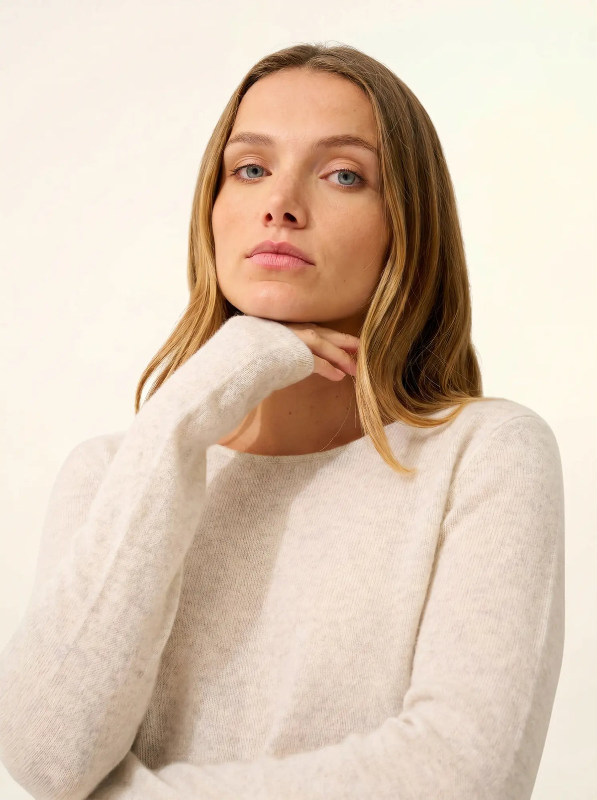 VIVIAN Pullover Rundhalsausschnitt Perlgrau meliert